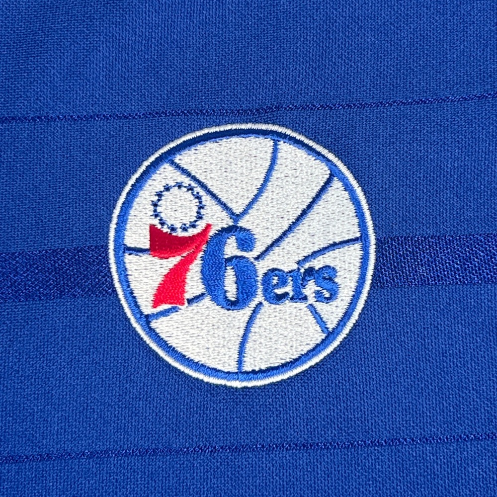 Philadelphia 76ers Antigua Polo Mens L Royal Blue Tonal Stripe NBA Performance - Picture 5 of 10